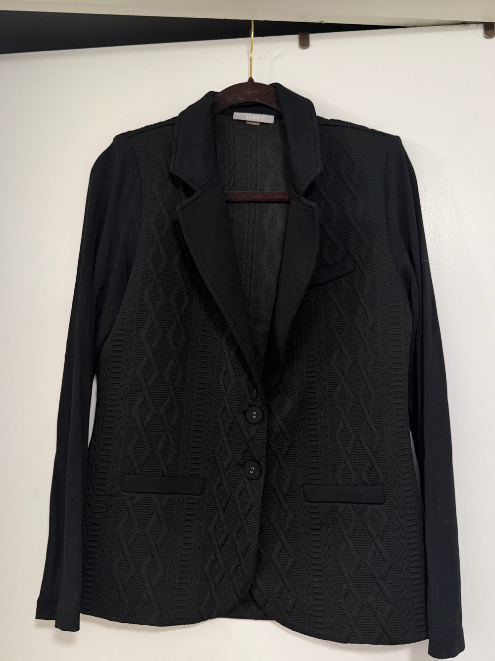 Tart Black Textured Knit Blazer Jacket